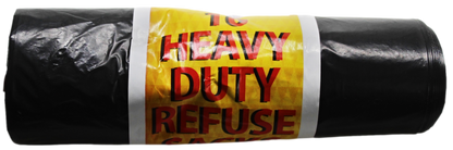 Black Heavy Duty Refuse Sacks Bin Bags Roll of 10 LL5751 (Parcel Rate)