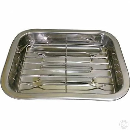 Stainless Steel Roasting Lasagne Tray with Handles and Rack 35cm 6494 (Parcel Rate)
