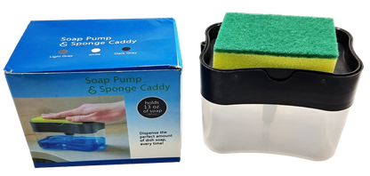 2-In-1 Counter Top Sink Soap Dispenser and Sponge Holder Caddy 15 x 12 x 9.5 cm 6641 (Parcel Rate)
