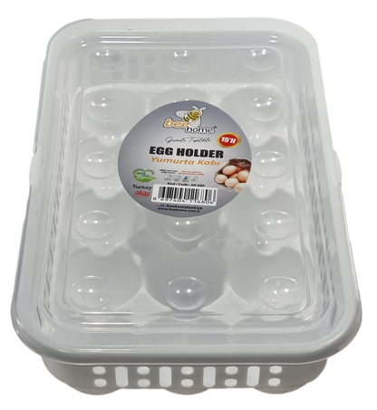 Plastic Egg Storage Container Box 15 Eggs 28 x 18 x 8 cm AK680 (Parcel Rate)