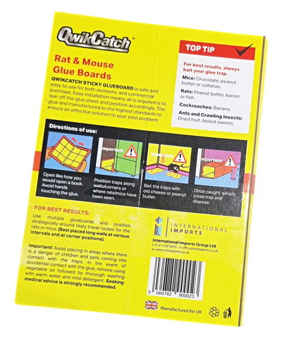 QuickCatch Rat & Mouse Glue Boards Poison Free 32 x 22 cm 900023 / TR003 (Parcel Rate)