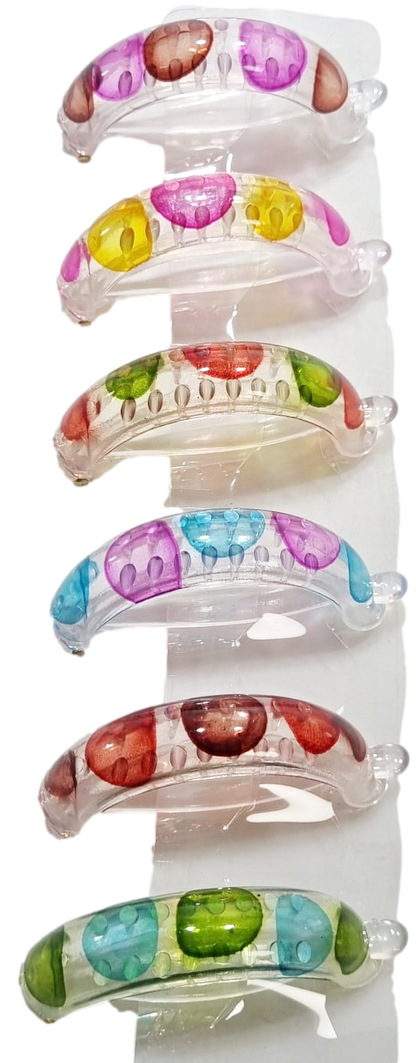 Plastic Hair Clip Dotted Design Assorted Colours 2647 (Parcel Rate)