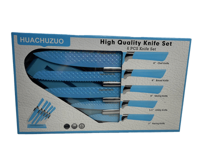 6 Piece Knife Set Assorted Colours Pink / Blue 6702 (Parcel Rate)