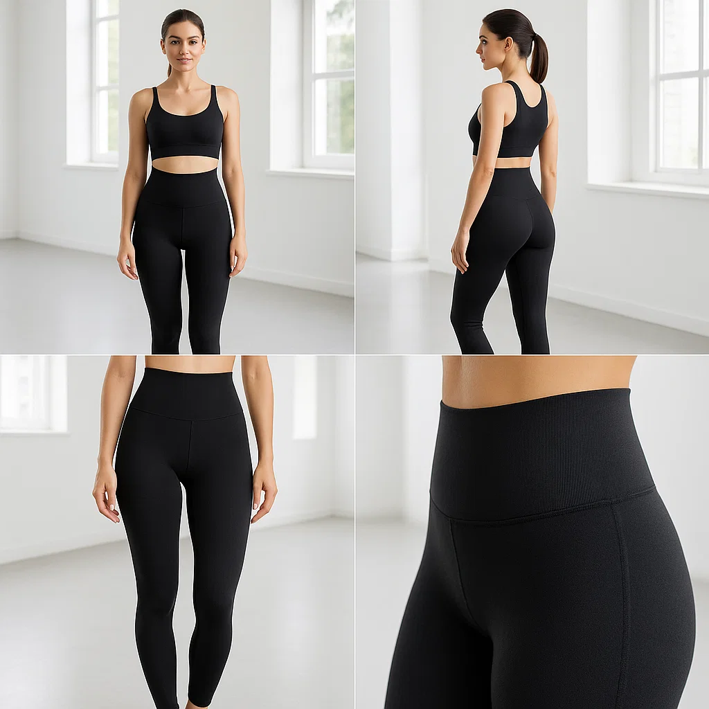Ladies Black Firm Control Leggings – High Waist Shaping & Slimming Tummy Tucker Yoga Pants for Workout & Everyday Wear