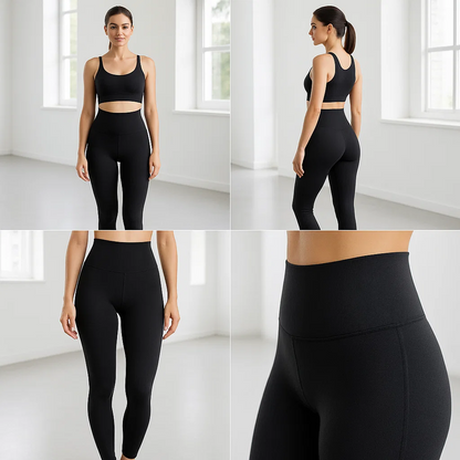 Ladies Black Firm Control Leggings – High Waist Shaping & Slimming Tummy Tucker Yoga Pants for Workout & Everyday Wear