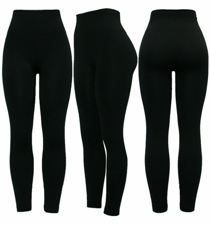 Ladies Black Firm Control Leggings – High Waist Shaping & Slimming Tummy Tucker Yoga Pants for Workout & Everyday Wear