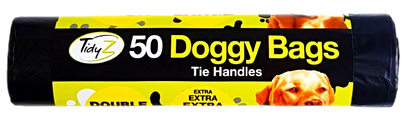 Doggy Poop Bags with Tie Handles 30 x 36 cm Roll of 50 B0197 (Parcel Rate)