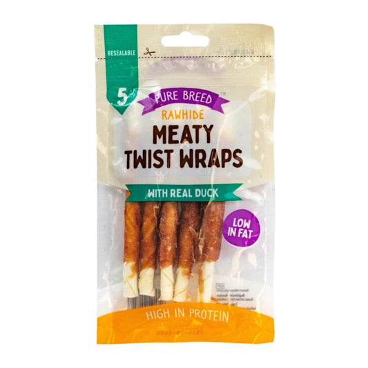 Pet Dog Treats Meaty Twist Wraps with Real Duck 5 Pack Duck Flavour 317607 (Parcel Rate)