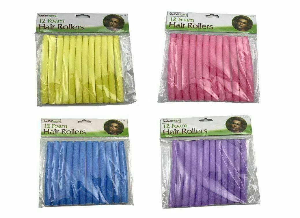 Foam Hair Rollers – 12pcs Bendy Curlers for Soft Curls & Waves | Heatless Hair Styling Tools UK