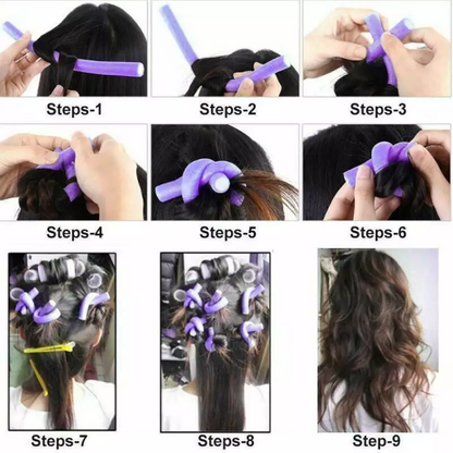 Foam Hair Rollers – 12pcs Bendy Curlers for Soft Curls & Waves | Heatless Hair Styling Tools UK