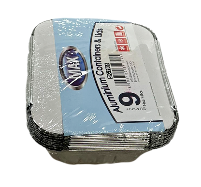 Pack Of 9 Aluminium 14oz Containers With Lids Outdoors Home SK1104 (Parcel Rate)