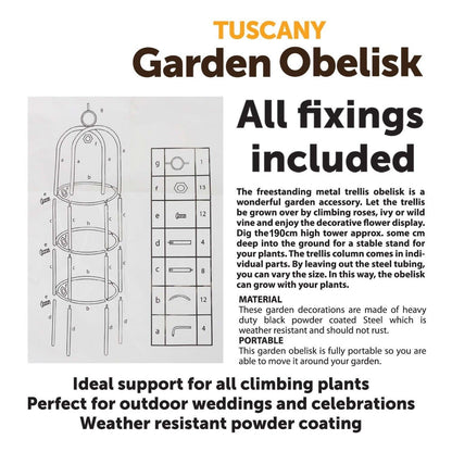 Tuscany Garden Obelisk All Fixings Included Garden Essential 1023 (Parcel Rate)