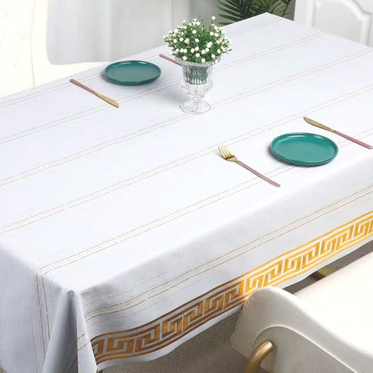 Durane Plastic Table Cover Roll White Gold Pattern Design 1.37 x 20m DR-8353C 10264 (Big Parcel Rate)