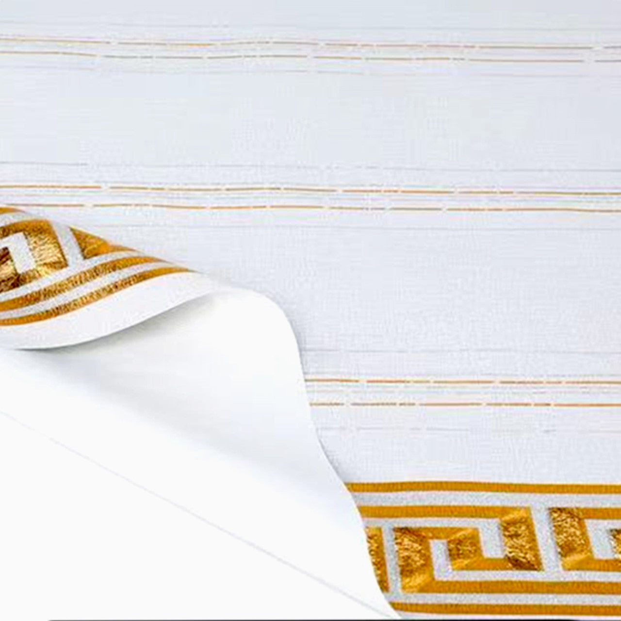 Durane Plastic Table Cover Roll White Gold Pattern Design 1.37 x 20m DR-8353C 10264 (Big Parcel Rate)