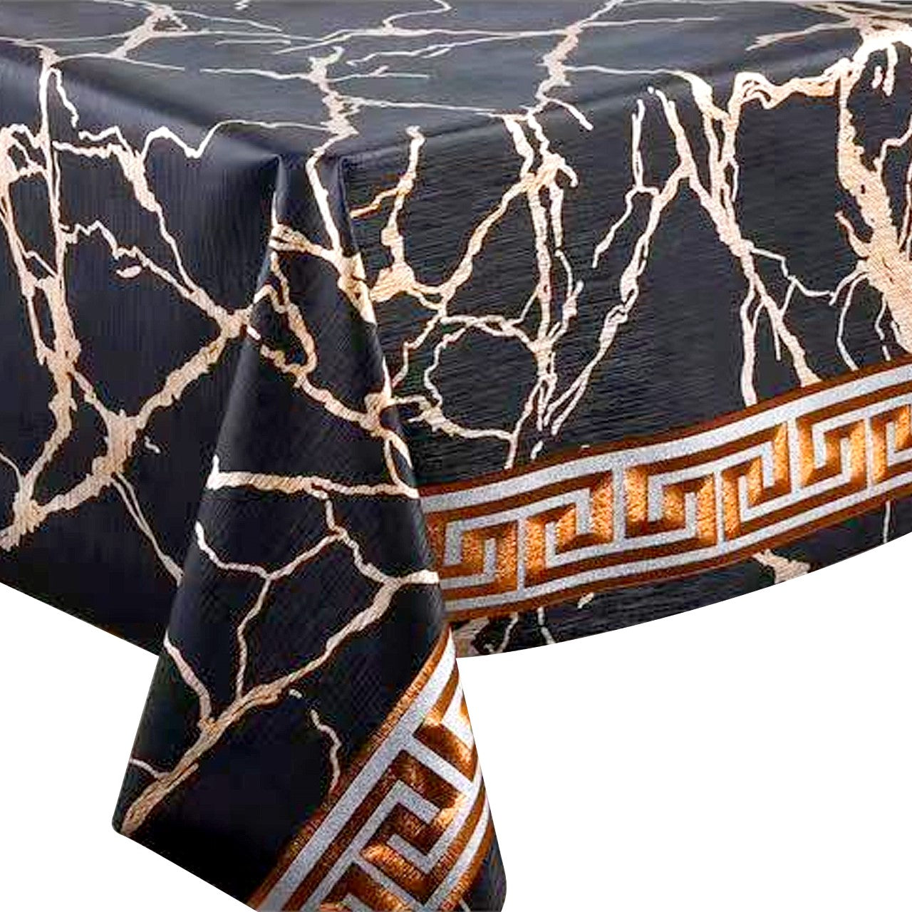 Durane Plastic Table Cover Roll Black Marble Gold Pattern Design 1.37 x 20m DR-8356C 10265 (Big Parcel Rate)