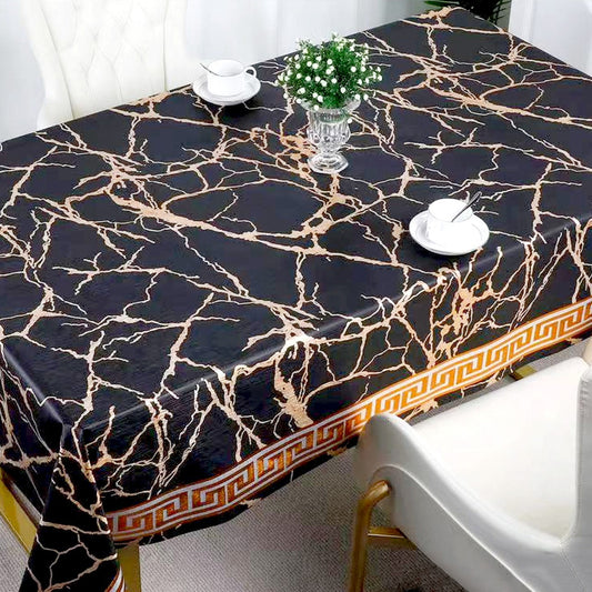 Durane Plastic Table Cover Roll Black Marble Gold Pattern Design 1.37 x 20m DR-8356C 10265 (Big Parcel Rate)