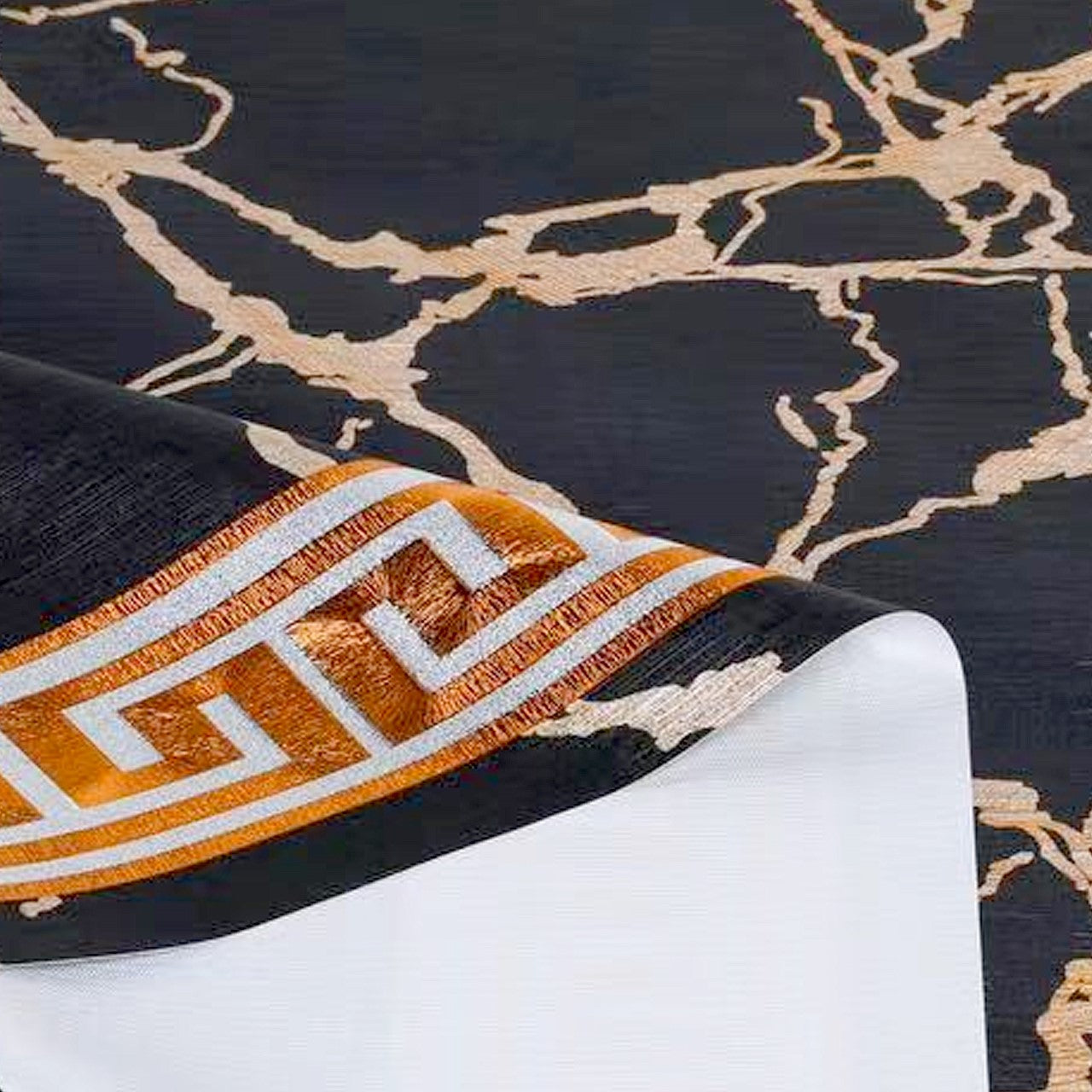 Durane Plastic Table Cover Roll Black Marble Gold Pattern Design 1.37 x 20m DR-8356C 10265 (Big Parcel Rate)