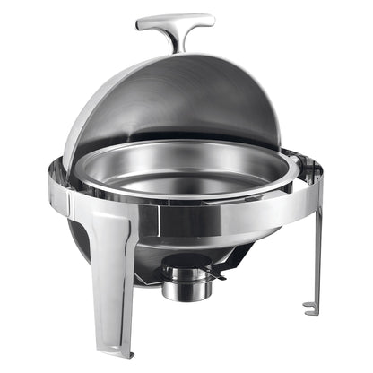 SQ Professional Banquet Chafing Dish with Roll Top Round Silver 6.5L 7754 (Big Parcel Rate)